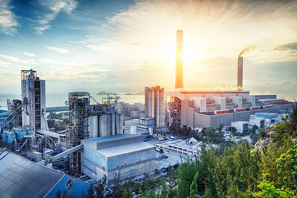 coal power station and night blue sky